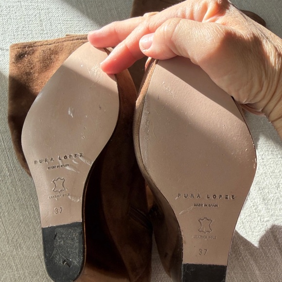 Free People NWT Cognac Suede & Gold Wedge platform Knee High Boot Sexy Chic LOVE - Picture 11 of 15